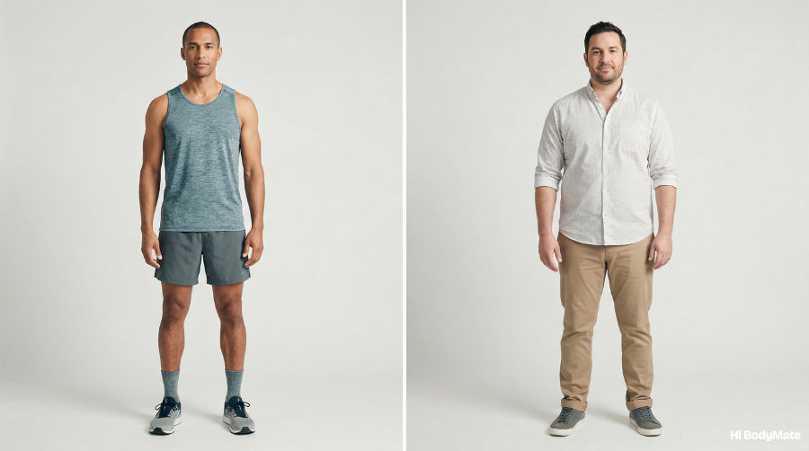 Athletic person and sedentary adult with similar BMI but different body composition