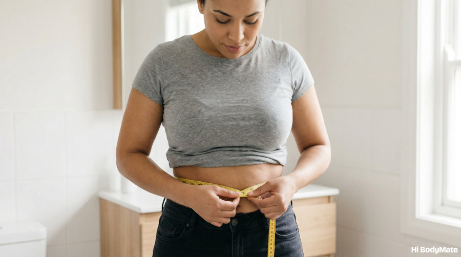 Measuring waist with tape